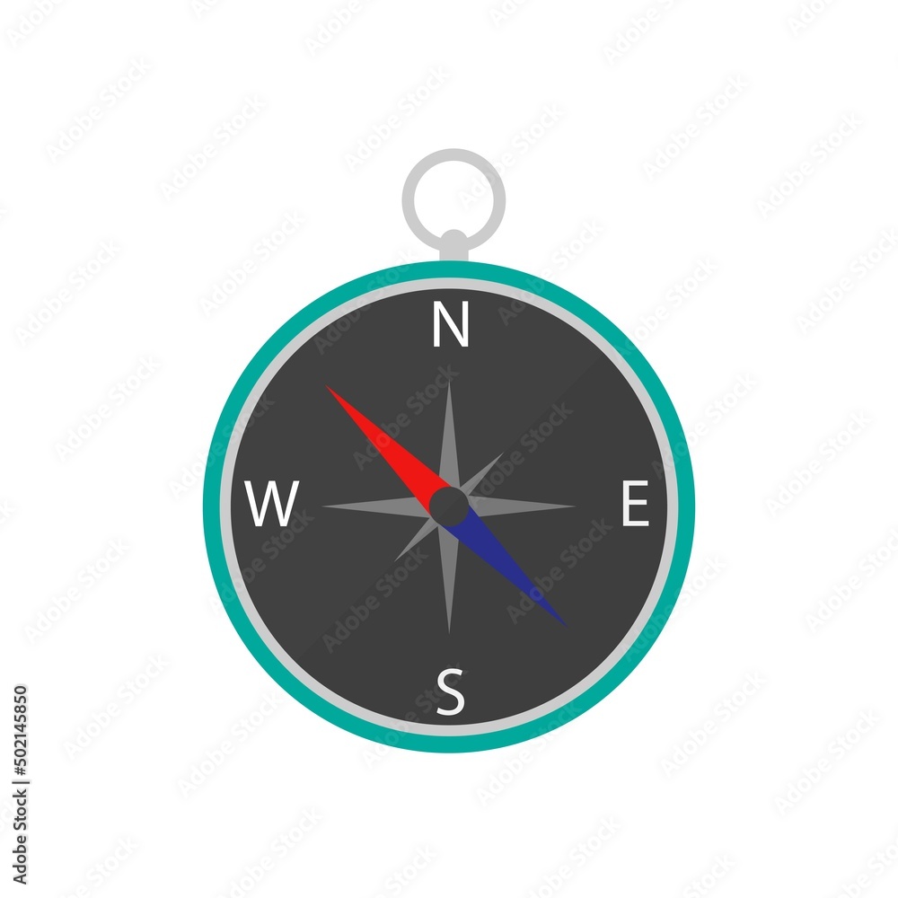 Vector flat compass for web, navigation icon on white background Vector flat compass for web, navigation icon on white background