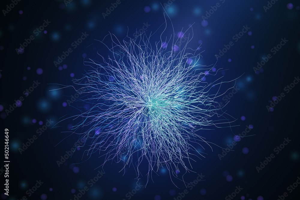 Abstract molecule or bacteria background with dark bokeh circles. Bg and design concept. 3D Rendering. Abstract molecule or bacteria background with dark bokeh circles. Bg and design concept. 3D Rendering.