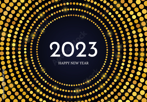 2023 Happy New Year of gold glitter pattern