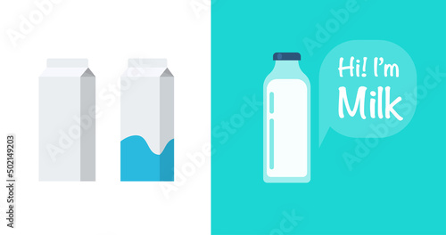 Milk box pack vector mockup flat or juice paper carton package bottle isolated 3d graphic illustration, dairy products set blank empty object clipart