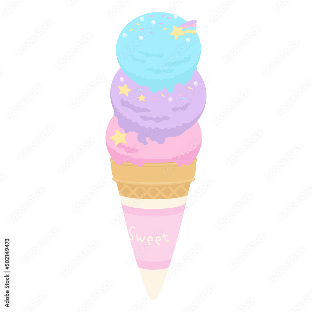 Vector illustration of fantasy sweet cute dream color ice cream.
