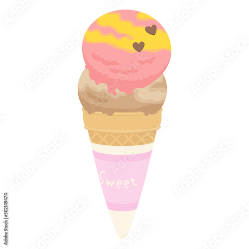 Vector illustration of strawberry and caramel ice cream.