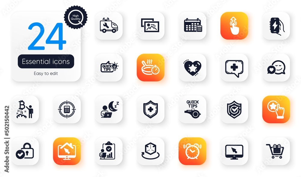 Set of Technology flat icons. Bitcoin project, Education idea and Inspect elements for web application. Augmented reality, Medical chat, Rate button icons. Internet, Photo album. Vector Set of Technology flat icons. Bitcoin project, Education idea and Inspect elements for web application. Augmented reality, Medical chat, Rate button icons. Internet, Photo album. Vector