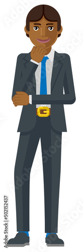 Asian Business Man Thinking...