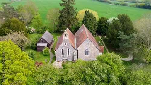 Wallpaper Mural Drone decent view of an old church near Canterbury. This is Blean Church. Torontodigital.ca