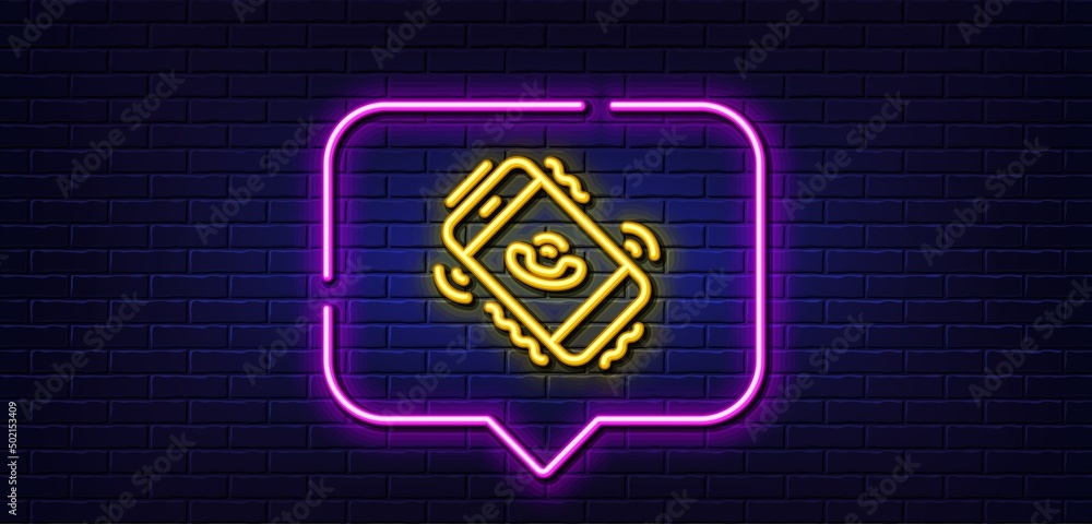 Neon light speech bubble. Call center service line icon. Phone support sign. Feedback symbol. Neon light background. Call center glow line. Brick wall banner. Vector Neon light speech bubble. Call center service line icon. Phone support sign. Feedback symbol. Neon light background. Call center glow line. Brick wall banner. Vector