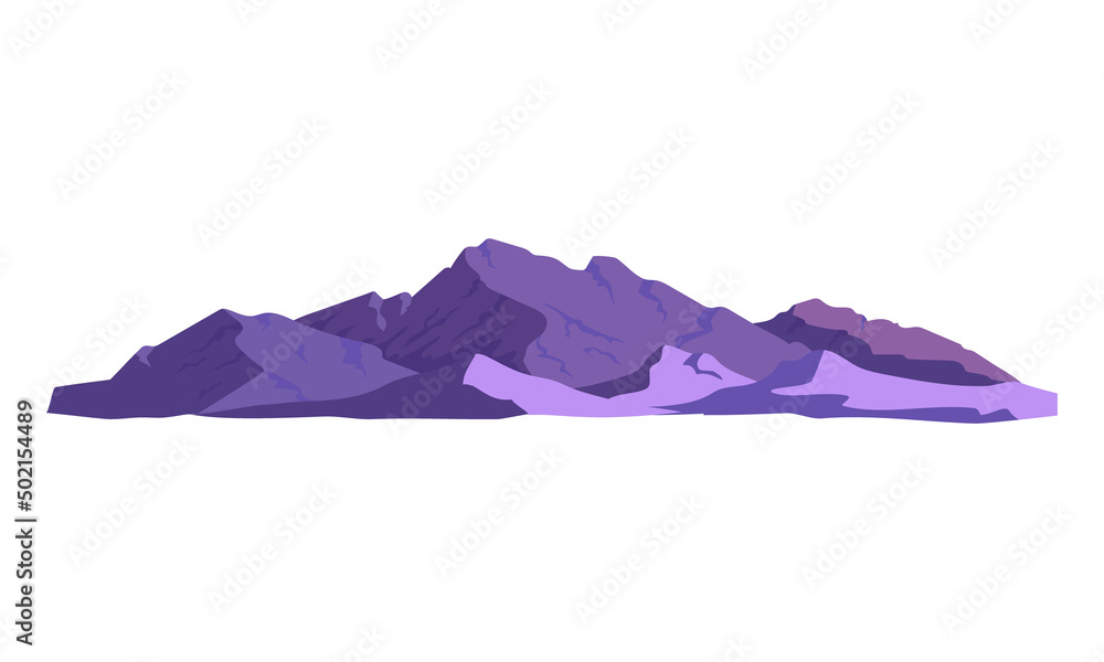 Sunset mountains semi flat color vector object. Full sized item on white. Natural beauty. Place for camping, hiking. Simple cartoon style illustration for web graphic design and animation