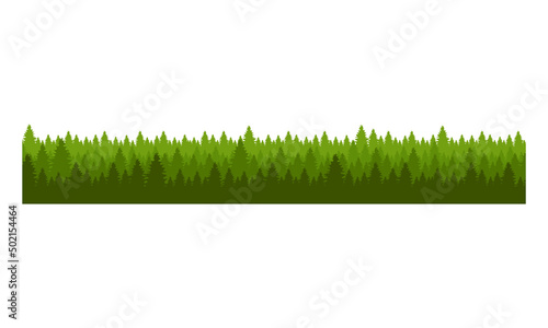 Forest line with spirelike shapes semi flat color vector object. Full sized item on white. Natural landscape. Conservation. Simple cartoon style illustration for web graphic design and animation