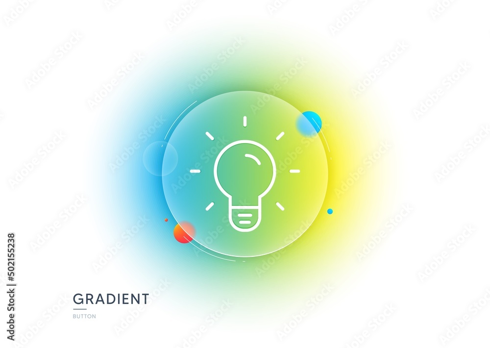 Light Bulb line icon. Gradient blur button with glassmorphism. Lamp sign. Idea, Solution or Thinking symbol. Transparent glass design. Light bulb line icon. Vector Light Bulb line icon. Gradient blur button with glassmorphism. Lamp sign. Idea, Solution or Thinking symbol. Transparent glass design. Light bulb line icon. Vector
