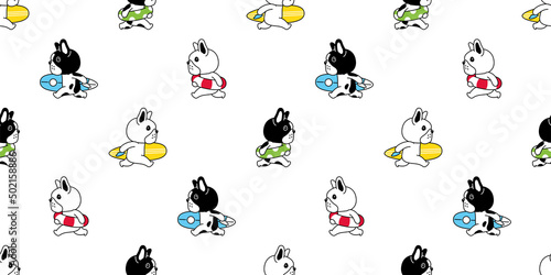 dog seamless pattern french bulldog surfboard surfing swimming ring sport sea beach vector pet puppy breed cartoon repeat wallpaper doodle tile background illustration design isolated