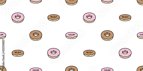 donut seamless pattern vector bakery bake bread food cartoon character chocolate strawberry scarf isolated repeat wallpaper tile background gift wrapping paper doodle illustration design clip art