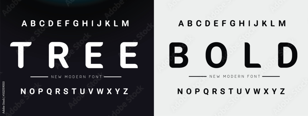TREE BOLD Sports minimal tech font letter set. Luxury vector typeface ...