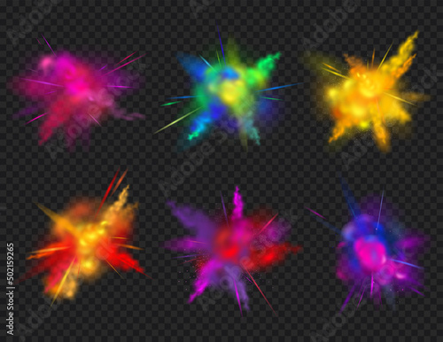 Realistic Colored Splashes Transparent Icon Set
