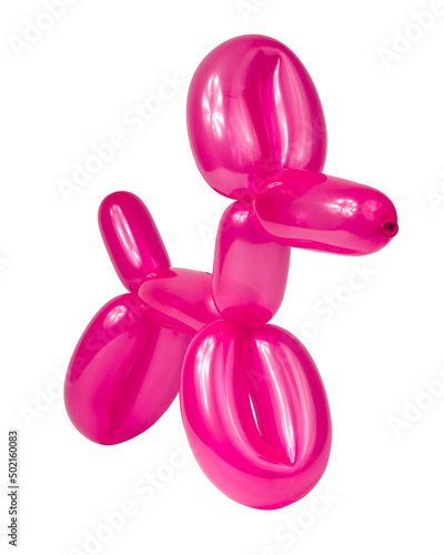 Pink balloon dog model party fun isolated on the white background