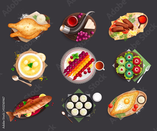 Georgian Cuisine Dishes Set