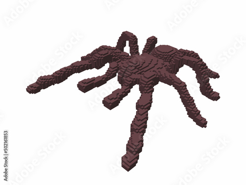 Tarantula spider made from cubes. Voxel art. Futuristic concept. 3d Vector illustration.
