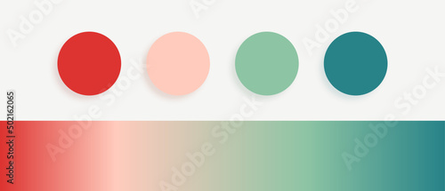 Red- Sea green Vibrant and Pastel Color palette for graphics/ web/ art/ fashion designing with gradient