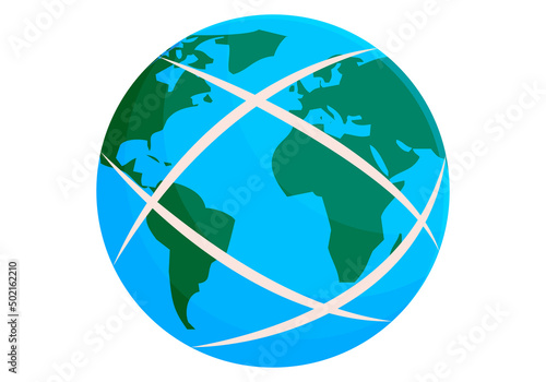 Icono de planeta tierra con red de internet global. 