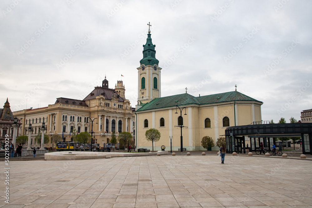 historical buildings in Oradea city center  Romania