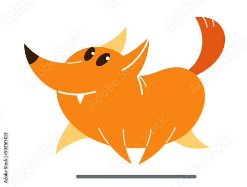 Funny cartoon fox running b...