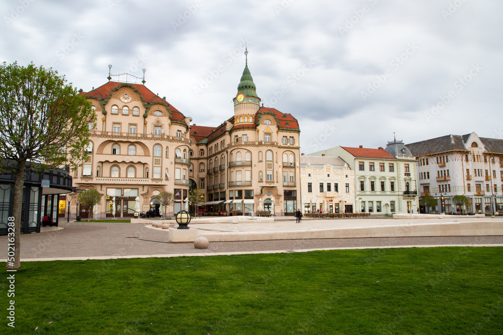 historical buildings in Oradea city center  Romania