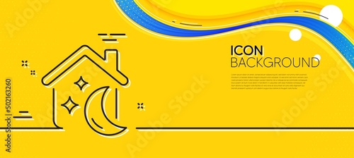 Sleep line icon. Abstract yellow background. Night house sign. Dream home symbol. Minimal sleep line icon. Wave banner concept. Vector