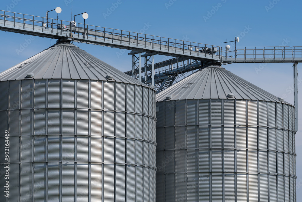 Modern grain silo. Grain elevators. Modern grain silo. Grain elevators.