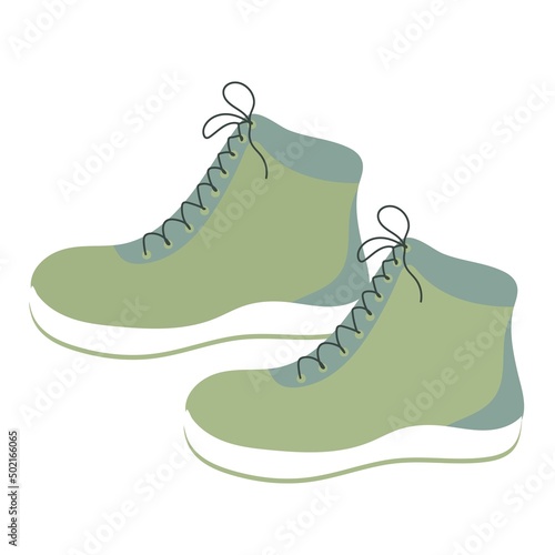 Warm sneakers. Winter sports shoes on a white background. Vector illustration
