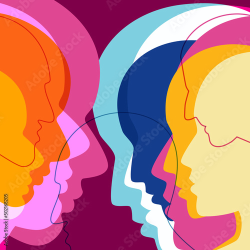 People, human discussion concept. Abstract color background. Vector ilustration.