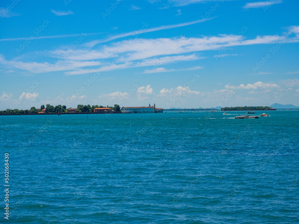 view from the Venetian lagoon on island.