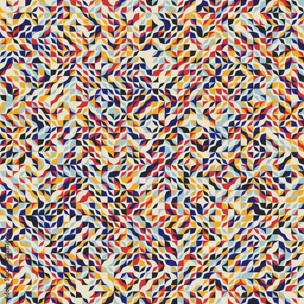 Modern Geometric Art Of Mosaic Pattern Made With Vector Abstract Shapes And Elements