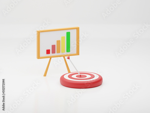 target goals success business strategy concept white background 3D illustration