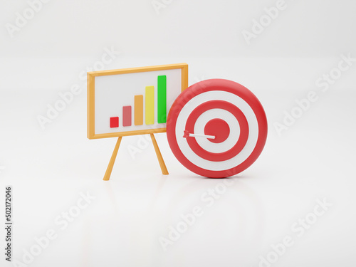 target goals success business strategy concept white background 3D illustration