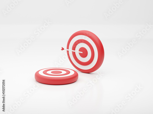 target goals success business strategy concept white background 3D illustration