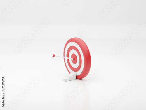 target goals success business strategy concept white background 3D illustration