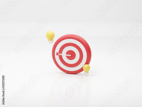 target goals success business strategy concept white background 3D illustration