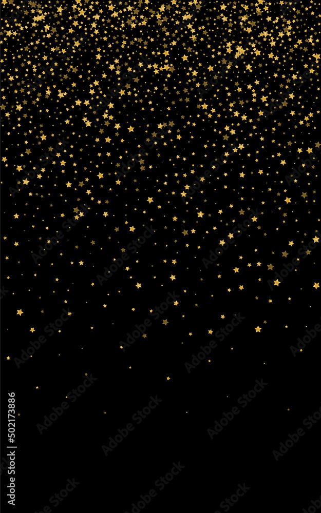 Golden Confetti Background Black Vector. Sequin Celebration Texture. Yellow Wallpaper. Surprise Template. Gold Star Ornament.