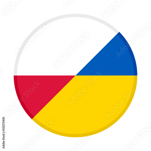 round icon of polish and ukrainian flags. vector illustration isolated on white background