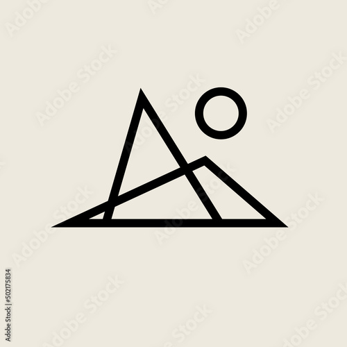Minimal icon of mountains and sun