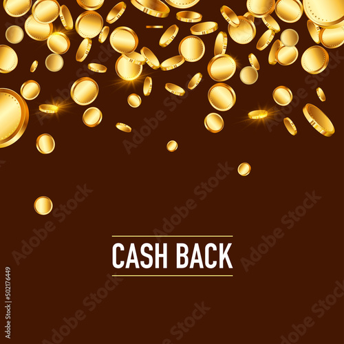 gold coins falling- cashback concept