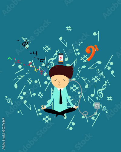 man listen to music, get filled with music and movies