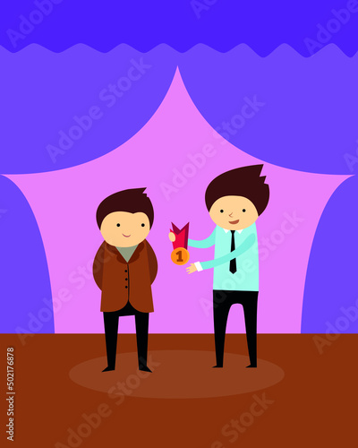 rewarding, a person is awarded a medal for first place, be able to recognize other people's victories