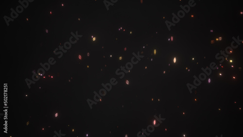 Glitter particles in air 3D render