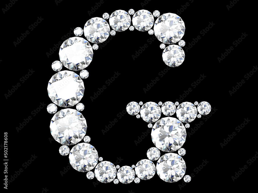 Diamond letters with gemstones isolated on black.3D rendering Diamond letters with gemstones isolated on black.3D rendering
