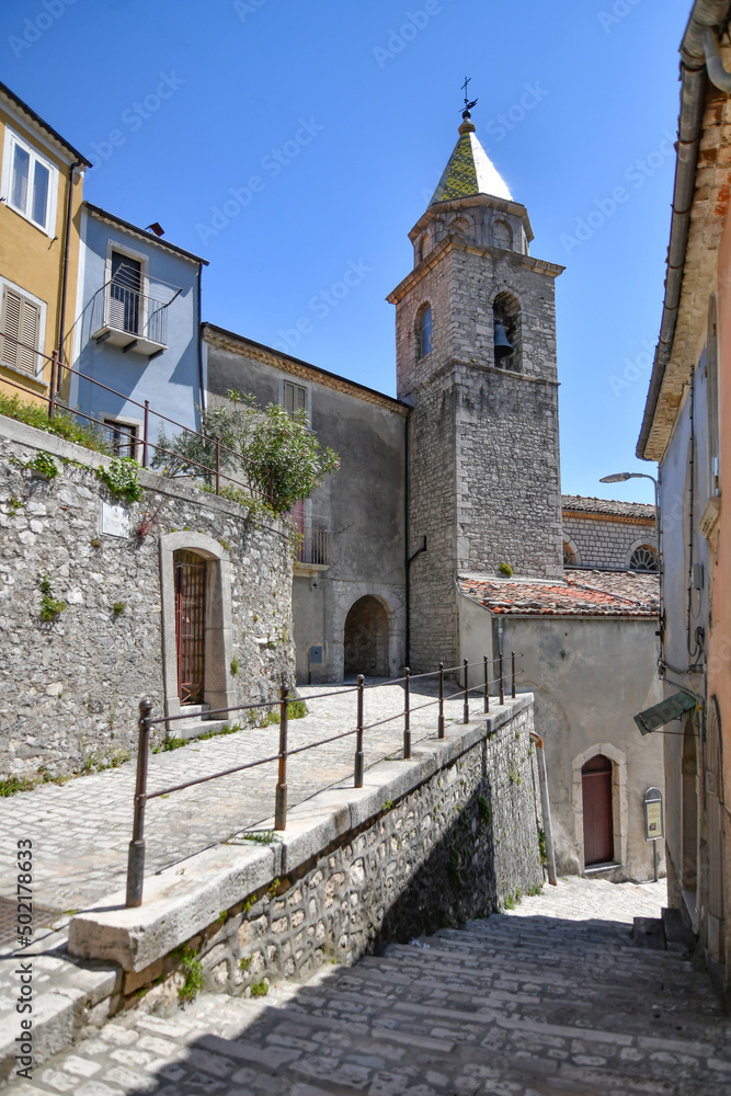A narrow street in Sepino, a small village in Molise region, Italy.