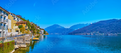 Panorama of Lake Lugano, Morcote, Switzerland photo