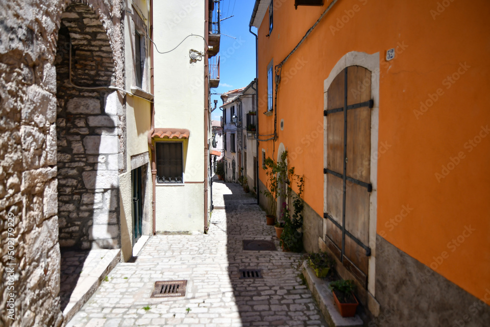 Obraz premium A narrow street in Sepino, a small village in Molise region, Italy.