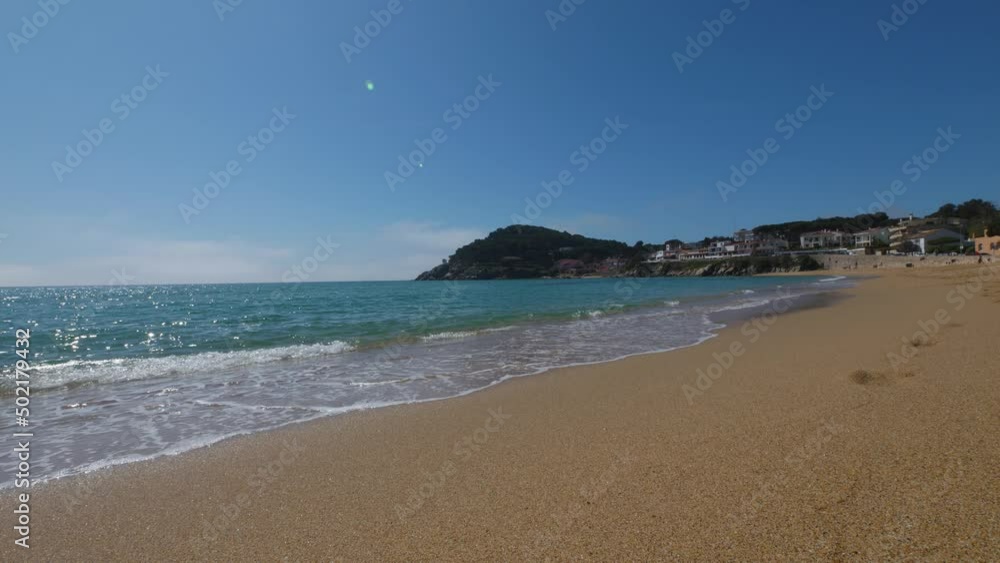 La Fosca beach in Girona Mediterranean sea without people paradisiacal blue turquoise blue sky La Fosca beach in Girona Mediterranean sea without people paradisiacal blue turquoise blue sky