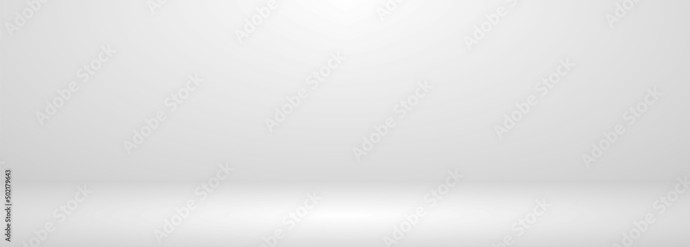 Vector illustration empty studio background. Luxury gray abstract background for product display. Empty studio room with spotlight effect backdrop. Gray neutral mockup.