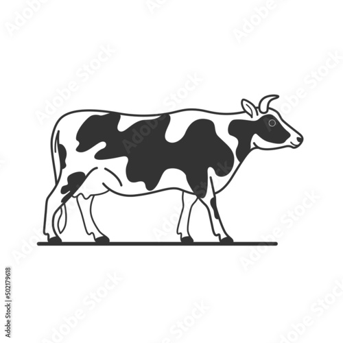 Cartoon cow - cute character for children. Vector illustration in cartoon style.